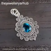 Fancy Unix Siwss Faceted Pear pendant handmade Sterling Silver 925 Jewellry Gift