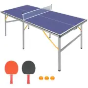 Zeus + Ruta Portable Ping Pong Table Set with Net, 2-Paddles and 3 Balls Blue