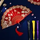Folding Hand Held Fan Spanish Dance Art Leaf Curved Flower Party Wedding Fans X1