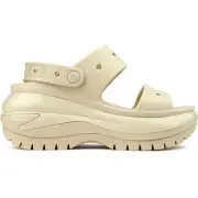 Crocs Womens Mega Crush 2 Strap Platforms Shoes Natural
