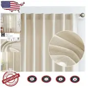 Modern Farmhouse Beige Curtains | 50"x96" Light-Filtering Drapes Set of 2