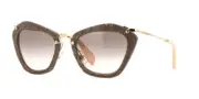 New Miu Miu MU10NS USY4K0 Beige Plastic Cat-Eye Sunglasses Grey Gradient Lens