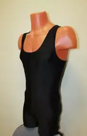 Men Long Unitard 300-41 Long Sleeve High Colar Black Spandex Size M