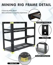 12GPU Mining Rig Frame Open Air Dual Power Supply Easy Assembly crypto graphics