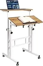 Hadulcet Standing Desk for Walking Pad, Small Portable Standing Desk Adjustable, Rolling Computer Cart, Walking Pad Stand on Wheels, Stand Up Table for Over Treadmill & Drawing, Vintage Oak