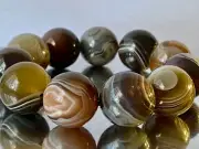 8" "Rhythmic/Top Grade AAA+"~BOTSWANA AGATE X-Large Round Stretch Bracelet B1391