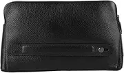 [Cryfokt] Smart Fingerprint Wallet, Anti Theft Zipper Leather Large Business Handbag Clutch Purse Wallet, Phone Card Holder Case Men Leather Wallet Smart Fingerprint Security Handbag Black