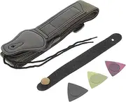 CORHAD 1 Set Cotton Folk Guitar Strap with Decorative Design Includes Picks and Neck Strap Durable and Stylish Guitar Accessory Random Color