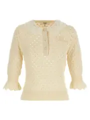 [Chloé] Chloé-Pointelle Knit Maglioni Bianco-Donna M