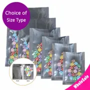 100 Variety of Sizes for Heat-Sealable Clear Silver Shiny Foil Open Top Bag M4