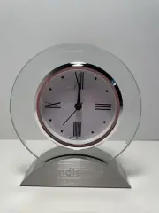 Howard Miller Modern Contemporary Silver Clear Glass Brayden Alarm Mantle Clock