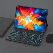 [Jarttarn] Keyboard Case Compatible with Lenovo Tab P12 12.7'' 2023,7 Color Backlit Keyboard with Mouse,PU Stand Cover for Tab P12 12.7 Inch Tablet