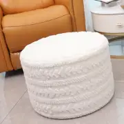 New Round Footstool Ottoman, Channel Glam Pouf for Living Room & Bedroom