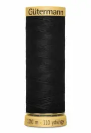 Gutermann 100% Cotton Thread #5201 BLACK, 100m Spool