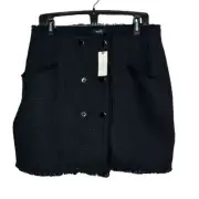 Maeve by Anthropologie boho Plus Size Black Button Front Mini Skirt Size 16W