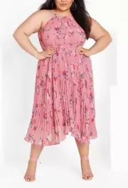 CITY CHIC Miriam Print Maxi Dress in Blush Plus Size XS/14 NWT [RRP $159.95]