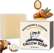 Beef Tallow Soap Bar – All Natural Grass Fed Tallow Soap Unscented – Moisturising Tallow Soap Bar for Face and Body Cleansing, Dry, Itchy, Sensitive Skin 100g