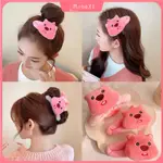 韓國 LOOPY 卡通髮夾小海狸娃娃髮夾粉色毛絨夾子女女孩扎髮夾時尚髮飾
