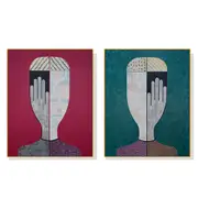 50Cmx70cm Abstract Man And Woman 2 Sets Gold Frame Canvas Wall Art