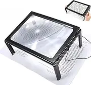 3X Large Rectangular Ultra Bright Led Page Magnifier with 4 LED Light-Ideal for Reading Small Prints & Low Vision Seniors Foldable Desktop Portable Magnifying Glass Elder (Model 1)