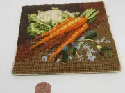 Vintage TRUPNAS Made in Haiti Crewel Embroidery/Cross Stitch CARROTS&CAULIFLOWER