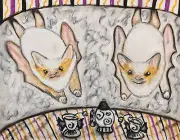 Northern Ghost Bat Tea Party 11x14 Art Print Signed by Artist KSams Wildlife