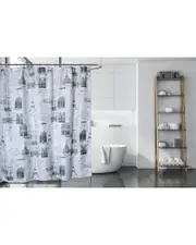 Moda at Home Eiffel 3pc Shower Curtain Set with 12 Shower Hooks