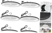 6 Pack 250W UFO Led High Bay Light,120VAC,5000K Daylight Commercial Bay