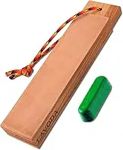 LAVODA Pocket Leather Strop 2-sided with 1Oz Green Polishing Compound Vegetable Tanned Portable Leather Knife Stropping for Sharpening & Honing Knives, Pocket Knives, Hunting Knives, Folded Knives