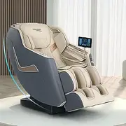 Livemor 3D Massage Chair Electric Massager Head Back, Heating Chairs, Soft PU Leather Zero Gravity Massages Kneading Relaxation Rolling Full Body Foot Massagers Reclining Machine Grey
