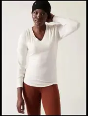 Athleta NWT Women's Outbound V-Neck Top Size 3X Magnolia White $69 Soft