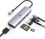 USB C Hub, TOTU USB C Adapter with 4K HDMI Output, USB Hub for MacBook Pro/Air Ipad Pro, SD/TF Card Slot, 100W PD Port, 2 USB 3.0, USB C Docking for Dell Laptop and Other Type C Devices