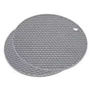 Silicone Trivet Mats 2pcs, Round Hot Pan Pads Beehive Drying Mat - Light Gray