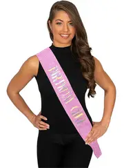 Pink Glitter Birthday Girl Party Sash