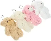 Toddmomy 4pcs Plush Bear Keychain Charms Fluffy Backpack Bag Charms Cute Animal Pendants for Wedding Party Favors Soft and Adorable Decor Present for Adults
