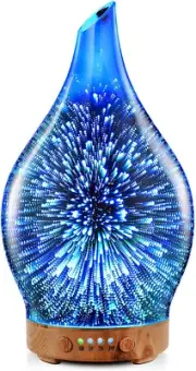 Oil Diffuser 3D Glass Aromatherapy Ultrasonic Humidifier, Air Refresh Auto Shut-