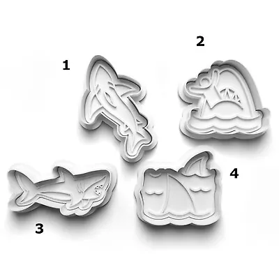 Shark Cookie Cutter and Embosser Stamp Fondant shape 8x7cm