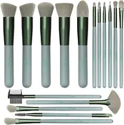 BESTOPE PRO 16 Pcs Makeup Brush Set Makeup Brushes for Eyes and Face, Blending Brush for Foundation, Premium Synthetic Powder Concealers Makeup Brushes, Eye Shadows Brushes, Eyeliner Brushes Green
