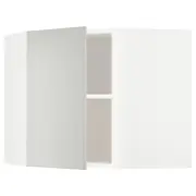 METOD corner wall cabinet with shelves, white/Havstorp light grey, 68x37x60 cm