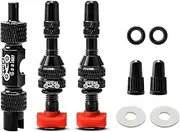 MUQZI Tubeless Presta Valve Stem Kits - No Leak Bike tubeless Valve Stems with Integrated Valve Core Remover Tool and Alloy Presta Valve Stem Caps for Bicycle, Multiple Color and Size Options