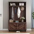 Hall Tree w/ Shoe Storage Bench 4 Hooks Coat Rack for Hallway Entryway Organizer