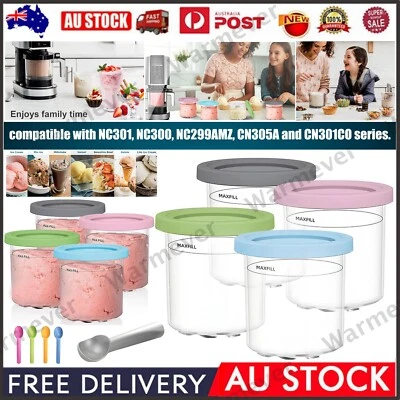 4x Containers Replacement for Ninja Creami Pints & Lids for NC301 NC300 NC299AMZ