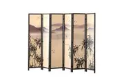 MIUZ 3/5/6 Panel Room Divider Screen Partition Privacy Fold Dividers Wood Stand