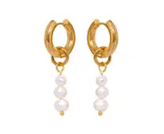 ORO BELLE Hooped Vermeil Gold Earrings with Drop Pearls
