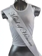 Sashes Hens Sash Party White/Black - Maid Of Honour One Size Maid of Honour