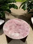 18" Round Pink Rose Quartz Stone Coffee Table Top Crystal Healing Gemstone Decor