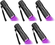 CFIKTE UV LED Flashlight Black Light UV Lights 9 LED Ultraviolet Blacklight Flashlights Pets Urine and Stains Detector on Clothes Carpet Rugs (5 PACK)