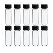 10 Mini Clear Glass Vial Bottles Caps 1 3/4 1/8 Oz Gold Panning Prospecting
