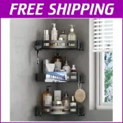 Lightweight 3-Pack Aluminum Shower Caddies with Removable Hooks and Drainage