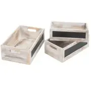 Whitewashed Wood Decorative Storage Boxes for Organizing, Small Nesting Crates
